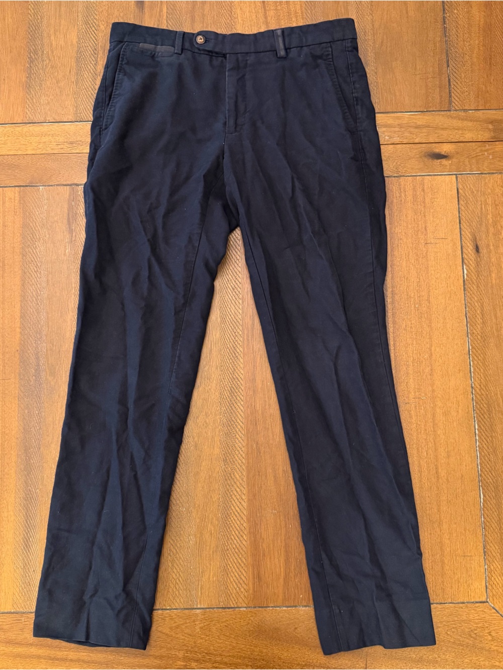MASSIMO DUTTI PANTS MENS 31x30 Navy BLUE DRESS Chinos STRAIGHT LEG ZIP FLY *READ
